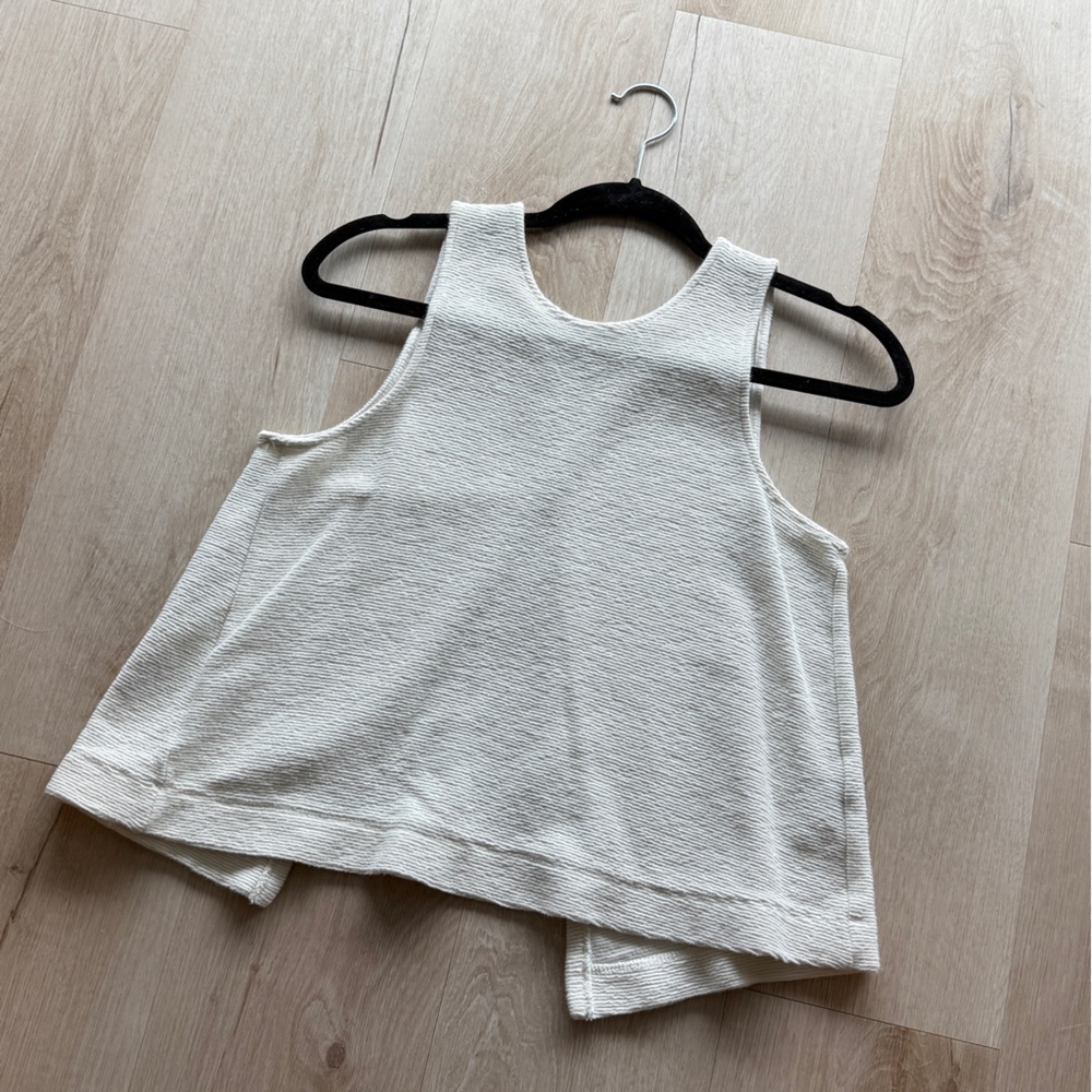 Madewell Cream Asymmetrical Crop Tank Top
